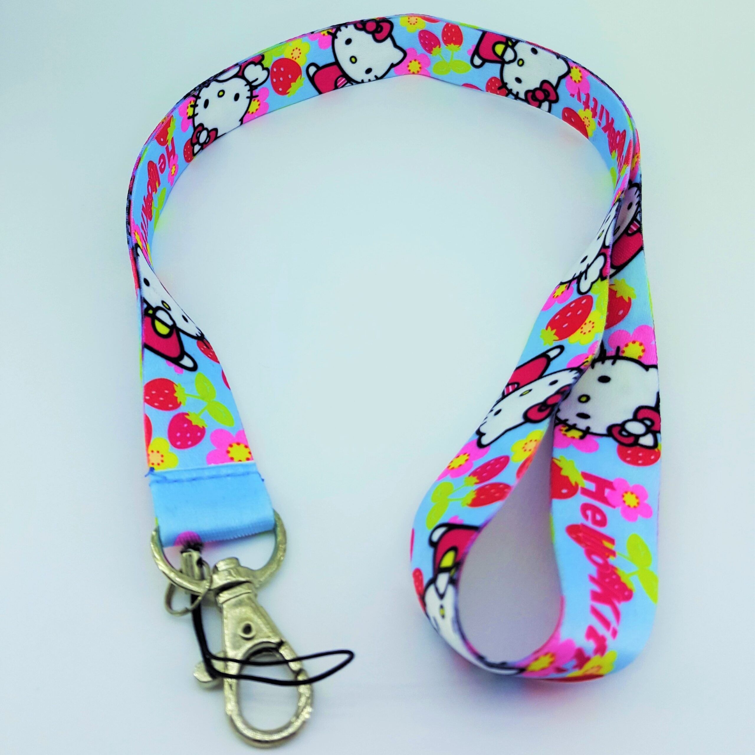 Cinta para cuello Kitty Celeste Fresas y Flores - Image 1