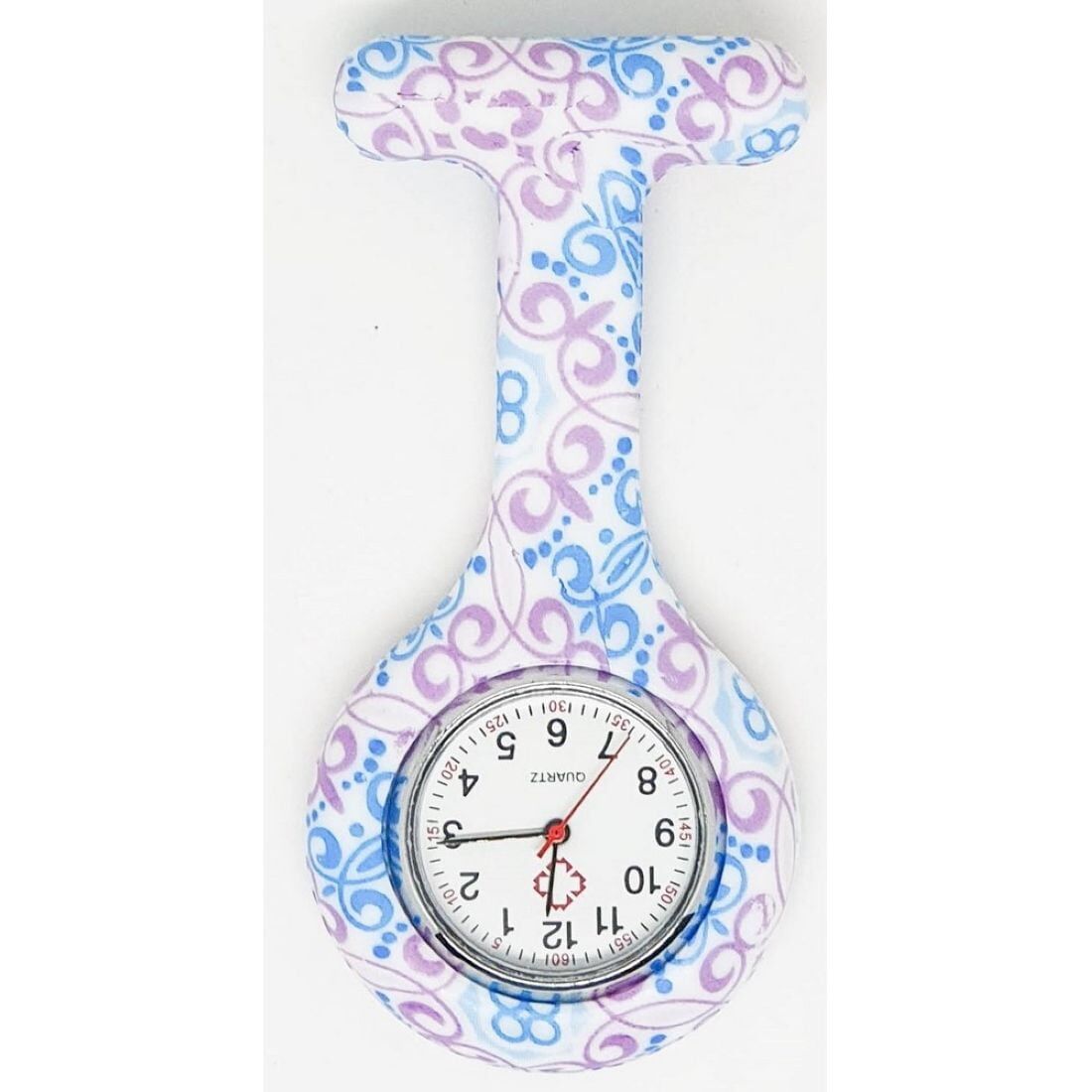 Reloj Prendedor Morado y Celeste - Image 1